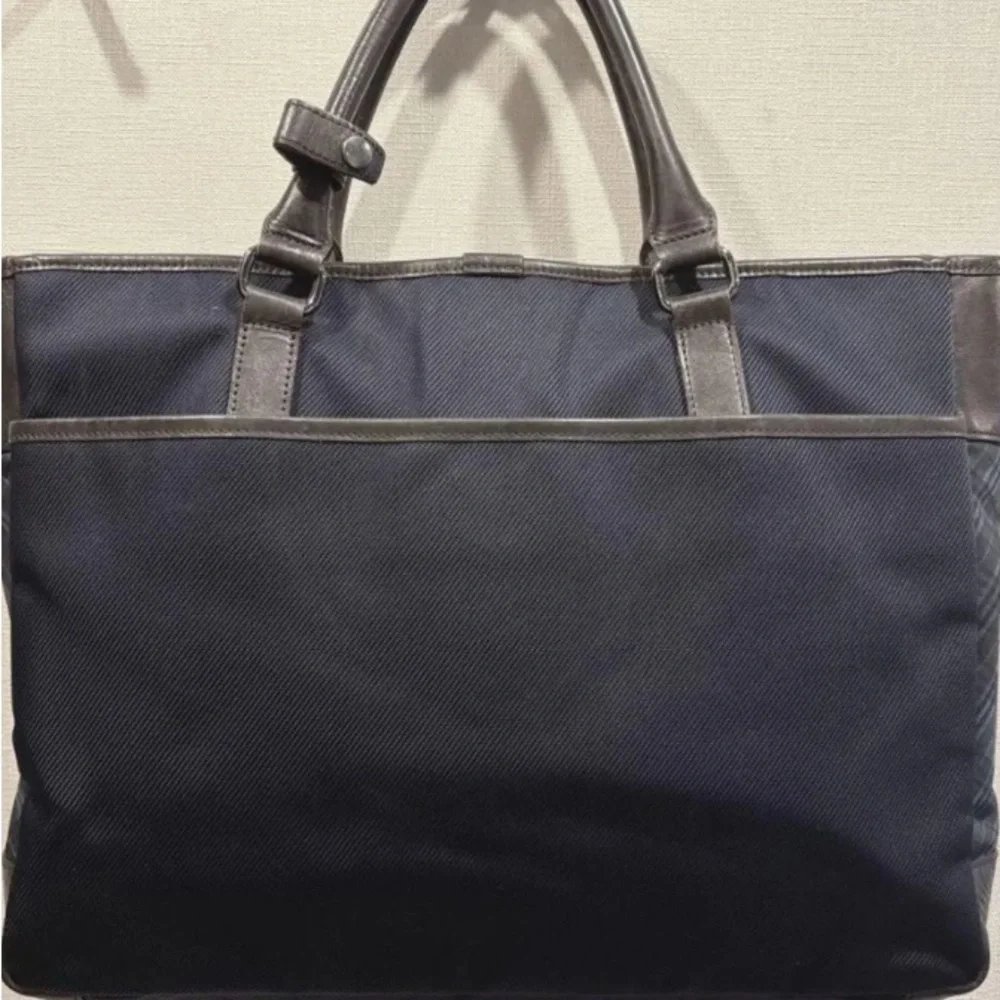 Burberry Black Label leather and nylon-Dark Gray/Navy Blue checkered Bag-unisex